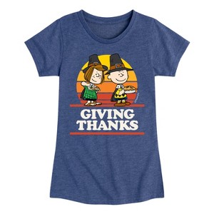 Girls' - Peanuts - Giving Thanks Fitted Short Sleeve Graphic T-Shirt - 1 of 4