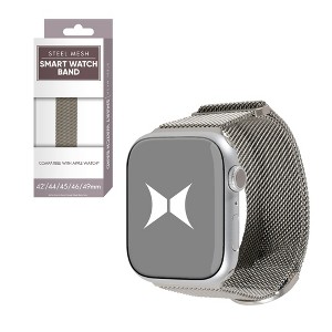 Xtreme Premium Silver Steel Mesh Apple Watch Band with Adjustable Magnetic Clasp, Starlight Finish, Universal Fit for all Large Series - 1 of 4