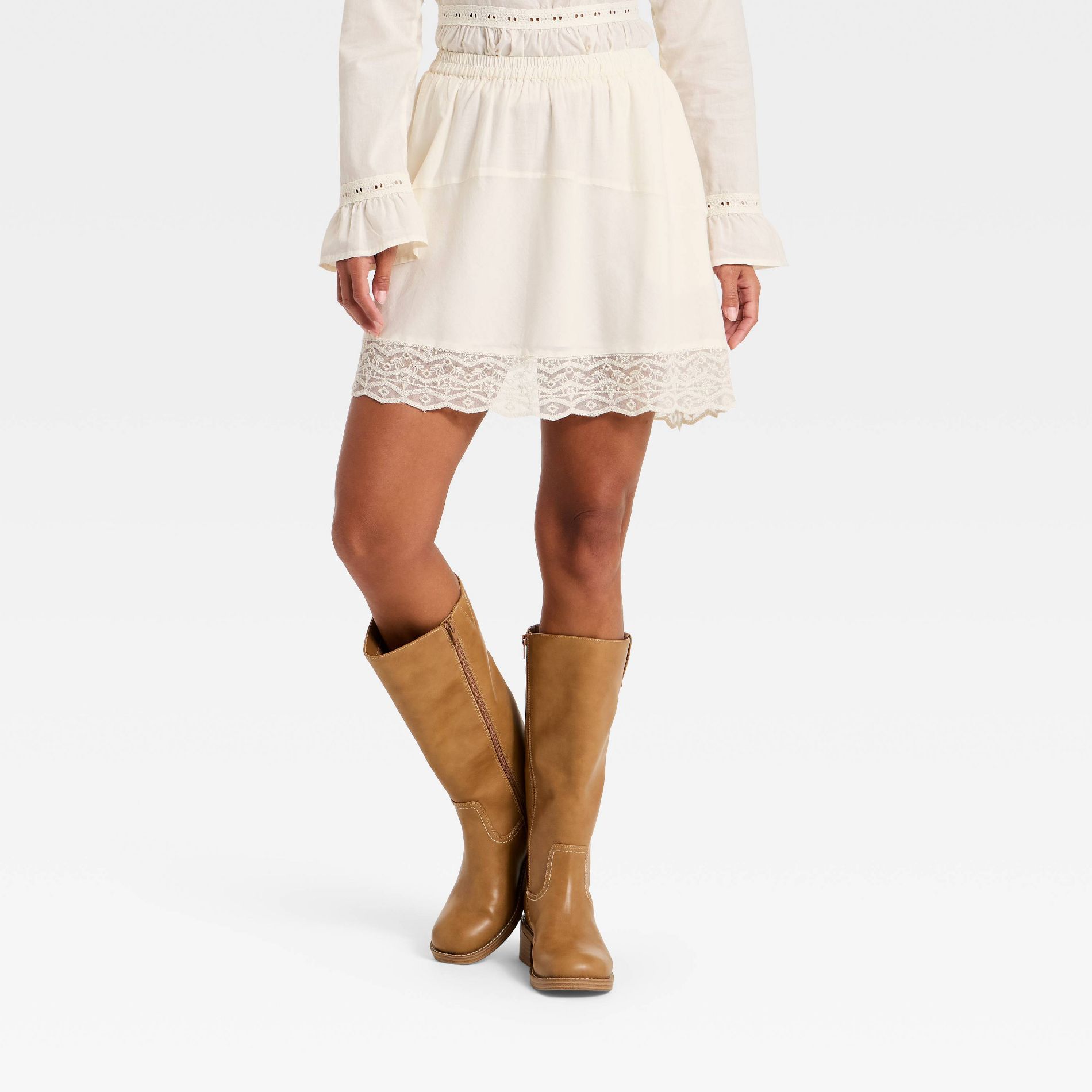 Women's Lace Mini A-Line Skirt - Universal Thread™ Cream