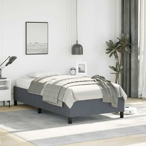 Bed Frame Dark grey Velvet (100% polyester), plywood, engineered wood - 1 of 4
