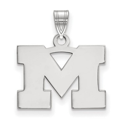 Black Bow Jewelry 14k White Gold Michigan Wolverines NCAA Small Pendant