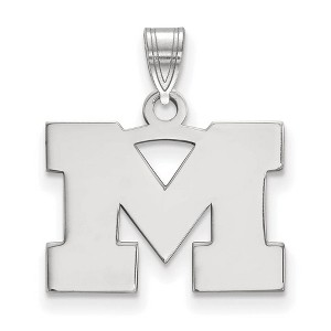 Black Bow Jewelry 14k White Gold Michigan Wolverines NCAA Small Pendant - 1 of 3