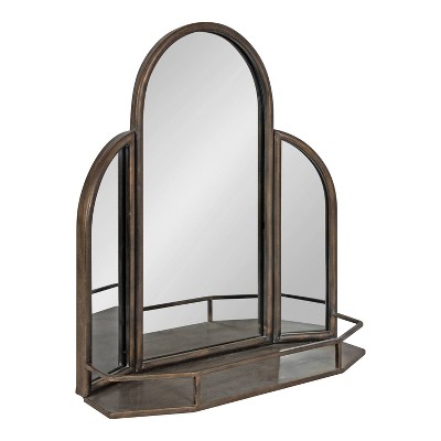 22" x 24" Garcelle Arched Decorative Wall Mirror with Shelf Bronze - Kate & Laurel All Things Decor