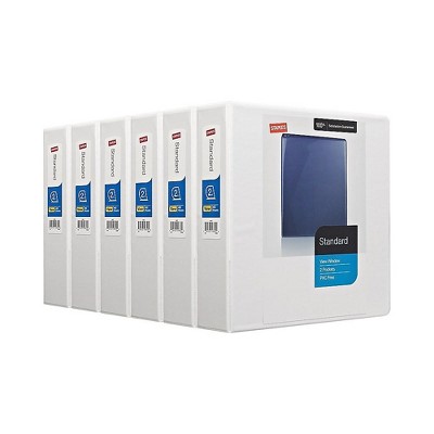 Staples Standard 2" 3-Ring View Binders White 6/Carton (26444CT) 55411CT/26444CT