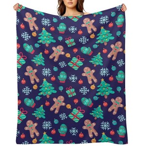 Christmas Gingerbread Christmas Throw Blanket Soft Fleece Christmas Blanket Cozy Flannel Throw for Couch Bed 40x50 inches - 1 of 1