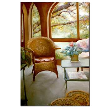 Trademark Fine Art -Wicker Chair and Cyclamen by Michelle Calkins- Canvas Art