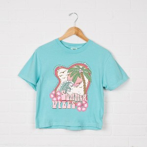 Simply Sage Market Women's Summer Vibes Flowers Short Sleeve Relaxed Fit Cropped Tee - 1 of 3