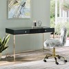 NicBex High Gloss 2-Drawer Writing Desk Contemporary Home Office Desk with Crystal Knobs - 2 of 4