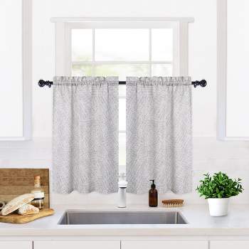 Linen Blend Rod Pocket Short Kitchen Tier Curtains, 52" x 36"