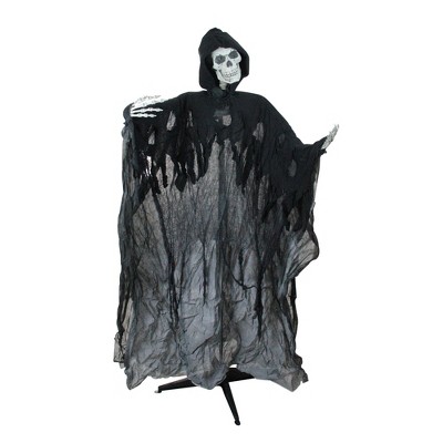 Northlight 60" Prelit and Musical Skeleton Ghost Reaper Standing Halloween Decoration - Black