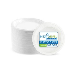 Next Level Stuff Disposable Plastic Plates - Durable and Microwavable Dinnerware for Weddings, Parties, and Everyday Use - 1 of 4