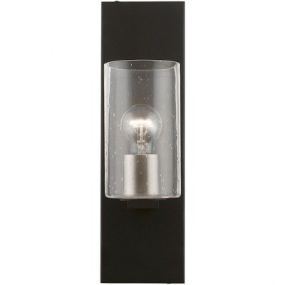 Black and Brushed Nickel 1-Light Sconce with Clear Seeded Glass