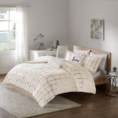 Sapphtopaz 4 Piece Sheet Set, Metallic Printed Comforter Set for Women, Men, Kids & Teens