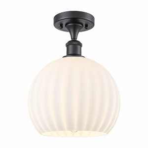 White Venetian - 1 Light Semi-Flush Mount In Modern Style-13 Inches Tall and 10 Inches Wide - 1 of 1