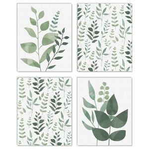 Big Dot of Happiness Boho Botanical - Unframed Greenery Linen Paper Wall Art - Set of 4 - Artisms - 8 x 10 inches - 1 of 4