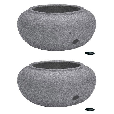 HC Companies 21 Inch Decorative Garden Water Hose Storage Pot, Granite  (2 Pack)