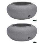 HC Companies RZGH210G21 Modern 21 Inch Decorative Garden Water Hose Storage Pot with Side Faucet Connection Hole, Granite (2 Pack)