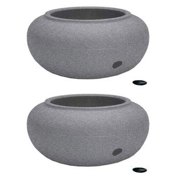 HC Companies RZGH210G21 Modern 21 Inch Decorative Garden Water Hose Storage Pot with Side Faucet Connection Hole, Granite (2 Pack)
