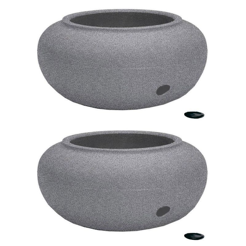 HC Companies RZGH210G21 Modern 21 Inch Decorative Garden Water Hose Storage Pot with Side Faucet Connection Hole, Granite (2 Pack), 1 of 6