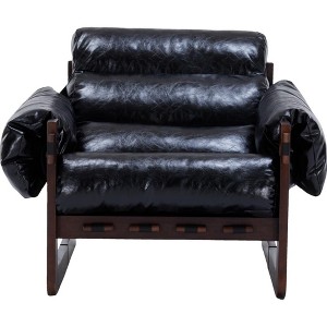 Gulches Antique Black Oil Waxed Leather Lounge Chair, Medieval Modern Style with Removable Armrests  for Living Room, Study & Office - 1 of 4
