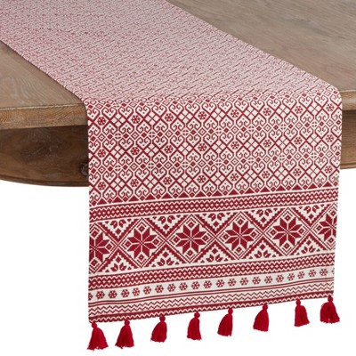 Saro Lifestyle Christmas Pattern Cotton Table Runner