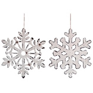 Transpac Large Metal Snowflake Ornament Set of 2 Christmas Home Decorations - 1 of 1