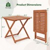 Costway 1/2 PCS 29.5" x 29.5" Patio Dining Table with Teak Painting 2" Umbrella Hole for Balcony - 3 of 4