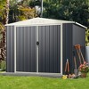 Tangkula 8 x 6.3 FT Metal Outdoor Storage Shed w/ Lockable Door Pitched Tool Shed Roof - 2 of 4