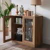 PexFix 31" Modern Wood Bookshelf Storage Cabinet with 2 Glass Door and Adjustable Shelf for Kitchen Bedroom Entryway Living Room Dinning Room Natural - 2 of 4