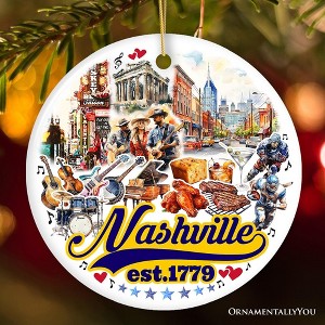Rockin Nashville City Ceramic Art Ornament, Vintage Tennessee Souvenir and Christmas Decor| OrnamentallyYou - 1 of 4
