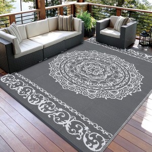 Outdoor Rug, Waterproof Durable Indoor/Outdoor RV Mat, Reversible Camping Carpet, Foldable Plastic Straw Rug for Patio, Porch - 1 of 4