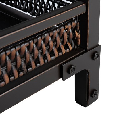 Transitional Black and Dark Walnut Console Table with Storage Shelf