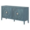 Hostack Buffet Cabinet Sideboard with Circular Groove Doors & Round Handles for Dining and Living Room, Antique Blue - 4 of 4