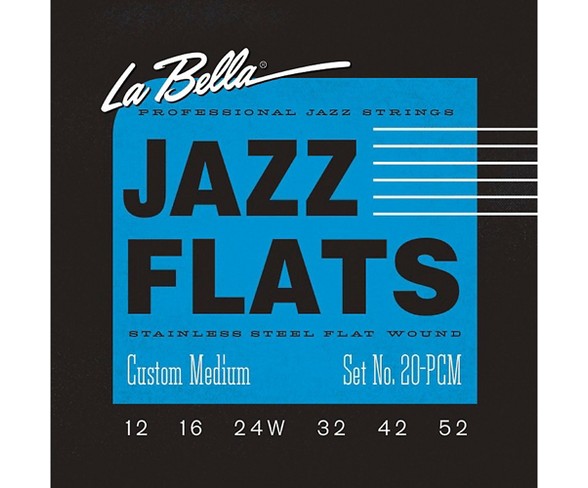 LaBella 20PCM Jazz Flats Stainless Steel Flat Wound Custom-Light Electric Guitar Strings