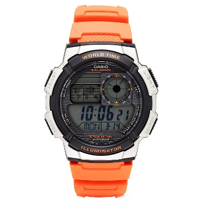 casio watch orange and black