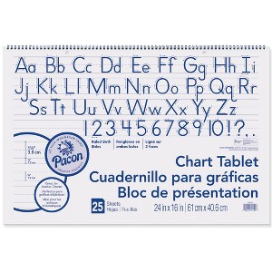 Pacon® Chart Tablet, Manuscript Cover, 1-1/2" Ruled, 24" x 16", 25 Sheets - 1 of 2