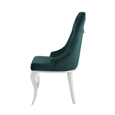 Elegant Vintage Green Fabric & Stainless Steel Upholstered Side Chair