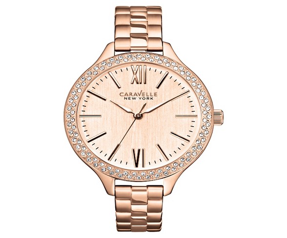 Caravelle New York by Bulova Women's Rose Gold-Tone Stainless Steel Bracelet Watch- 44L125