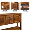 ACEPANO 48 in. W Solid Wood Console Table with 2 Drawers, Cabinets & Bottom Shelf for Living Room & Kitchen-Brown - 4 of 4