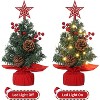 Small Christmas Tree with Top Star & Lights, Tabletop Artificial Pine Tree with Red Berries & Pine Cones - 3 of 4