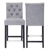 WestinTrends 24" Linen Fabric Tufted Counter Stool (Set of 2) - 3 of 4