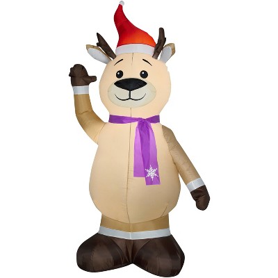 Gemmy Christmas Airblown Inflatable Reindeer w/Scarf OPP, 7 ft Tall, Multicolored