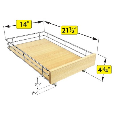 Lynk Professional 14"x21" Select Sliding Pull Out Cabinet Drawers Organizer Wood Chrome: Kitchen Storage, Ball Bearing Glides — фото 4