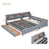 Queen Size & Twin XL Size Upholstered Platform Bed with Hydraulic Storage System, Drawer, Bedhead Storage Shelf and USB Ports, 4L -ModernLuxe - 4 of 4