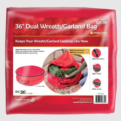 Simple Living Solutions 36in Dual Wreath & Garland Storage Bag