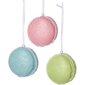 Kurt Adler Claydough Ornaments for Christmas Tree, Pastel Glittered Macaroons, Assorted (Pack of 3) - 1 of 4