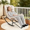 2PCS Papasan Rocking Chair with Footrest, Oversized PE Rattan Lounge Chair with Removable Cushion, for Patio & Living Room - 3 of 4