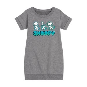 - Peanuts - Snoopy Graphic Short Sleeve Fleece Dress - 1 of 4