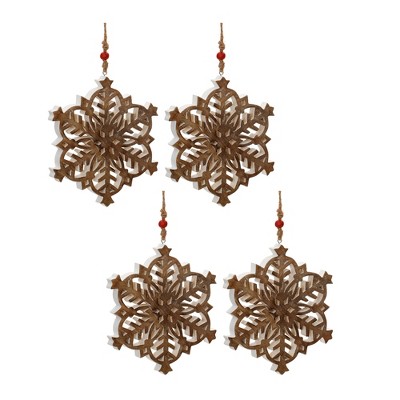 Melrose Wood Snowflake Ornament (Set of 4)