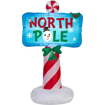 Gemmy Christmas Airblown Inflatable Outdoor North Pole Sign, 3.5 ft Tall, blue